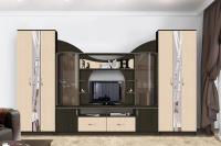 Гостиная Аллегро 5 Дуб Белфорт и Венге линум, ширина 340 см, тумба под тв, шкаф распашной