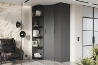 Пенал торцевой ЭКО ЛДСП, цвет Графит, ширина 28.5 см, с полками для хранения, открытый угловой