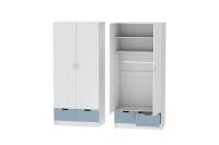 Шкаф 2-створчатый Бриз МДФ Антарктида и Белый полосы, ширина 90 см, с полками, со штангой, с ящиками, в спальню, в гостиную