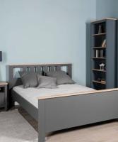 Кровать двойная САГА 160 на 200, цвет Серый и Ясень, ширина с/м 160 см, на ножках в спальню для дома