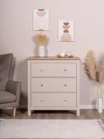 Комод САГА, цвет Кашемир и Ясень шимо светлый, ширина 92 см, с выдвижными ящиками, напольный на ножках для спальни или прихожей