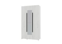 Шкаф 3х створчатый с зеркалом "Вега" цвет Крафт Белый и Венге ЛДСП ширина 120 см с полками и штангой для спальни, гостиной, прихожей