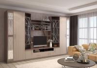 Гостиная Атланта, цвет Ясень шимо темный/Ясень шимо светлый (с зеркалом)