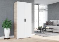 Шкаф распашной "Victor" 2-х створчатый цвет Сонома и Белый ширина 80 см для спальни, прихожей, гостиной с полками ЛДСП