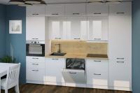 Кухонный гарнитур Жасмин экстра 5 3000, Белый глянец, модульная, со столешницей, прямой, напольные и навесные шкафы, с полками, с выдвижными ящиками