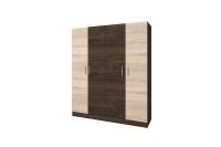 Шкаф распашной 4-х створчатый "Леси" корпус - Кантер, фасад Кантер-Сонома ширина 160 см ЛДСП с полками и штангой для спальни, гостиной, прихожей