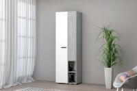 Шкаф распашной "Эльза", Цвет Бетонный камень и Белый шагрень, ширина 60 см, для одежды, одностворчатый, в спальню, в прихожую, с полками