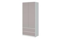 Шкаф распашной МС "Соната", ширина 90 см, Цвет Белый Текстурный, Кашемир, двухдверный, с полками, со штангой, с ящиками