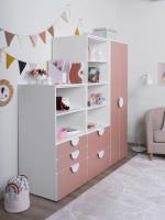 Детские шкафы ПИКСИ, цвет мечтательный пион, розовый набор шкафов шириной по 60 см для детской комнаты для книг, вещей и игрушек, со стеллажом