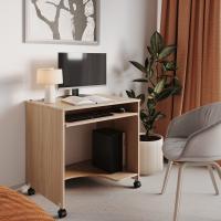 Компьютерный стол КСТ-15, цвет Дуб Сонома, ширина 80 см с полкой для клавиатуры, подростку учебный письменный на колесиках