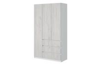 Шкаф распашной МС "Соната", ширина 120 см, Цвет Белый Текстурный, Дуб Крафт Белый, трёхдверный, с полками, со штангой, с ящиками