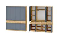 Шкаф 4-створчатый Иннэс 10 Графит Дуб Крафт золотой, ширина 200 см, мебель в прихожую, в спальню