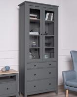 Шкаф с витриной САГА, 90х41х215 см, цвет Серый, ширина 90 см дверца со стеклом, с полками, на ножках