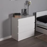Комод ВАРМА, 3 ящика, 80х78х40 см, эмаль белая, ширина 80 см в спальню или прихожую, тумба для дома