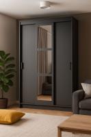 Шкаф-купе Бруно 6 Графит ЛДСП ширина 131 см с полками и штангами в гостиную и спальню напольный