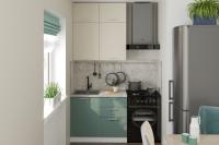 Кухонный гарнитур Глория мини 1000, цвет Кашемир/Бензин, ширина 100 см, прямая, со шкафом под мойку, с выдвижными ящиками, с дверцами