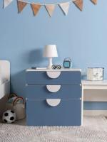 Комод Пикси, 3 ящика 60x57x60, озорной василек, голубой , для детской комнаты, напольная тумба