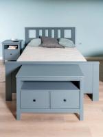 Комплект мебели для спальни САГА, цвет темно-бирюзовый, ширина спального места 140 см, модульный набор для дома, с ящиками и двуспальная кровать