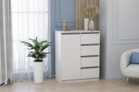 Комод 1 створка, ящики Кэт 1 Графит и Ясень Анкор светлый, ширина 80 см, комод для одежды, в спальню, в гостиную, в прихожую