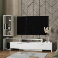 Тумба ТВ Лия цвет Белый/Белый ширина 168.4 см с полками, ящиками