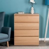 Комод ГУД ЛАКК Варма Прайм, 4 ящика, 80х100х48 см, шпон натурального дерева, дуб беленый, ширина 80 см, высокий для спальни или прихожей, тумба для мелочей
