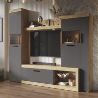 Стенка в гостиную Бастон Дуб Вотан/Графит ЛДСП ширина 280 см для телевизора мебель в зал с тв-зоной напольная