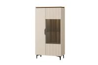 Шкаф-витрина Джулия 21.2, ширина 83 см, высота 160 см, цвет Сатин, в гостиную, с полками