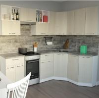 Кухонный гарнитур Лариса оптима 5 ширина 270*160 см цвет латте/белый/кантри, угловая,с выдв. ящиками, открыт. полками