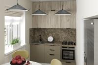 GER Кухонный гарнитур Альба макси, Цвет Дуб раун/Мокко, ширина 180 см, с навесными шкафами, с выдвижными ящиками, с тумбой под мойку