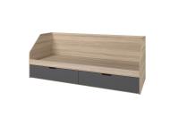 Кровать 800/2 ящика"Анталия" корпус Сонома фасад Графит Софт спальное место 80*200 см ЛДСП с ящиками для детской