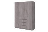 Шкаф распашной МС "Соната", ширина 160 см, Цвет Дуб Крафт Серый, четырёхдверный, с полками, со штангой, с ящиками
