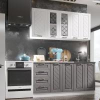 Кухня Агава 1600х450 акация белая / трюфель, для кухни, для дома, с полками и выдвижными ящиками