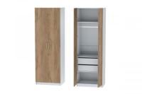 Шкаф 3 с фасадом Иннэс 7 ширина 80 см, Белый ЛДСП и Дуб Крафт золотой, распашной, в гостиную, в спальню