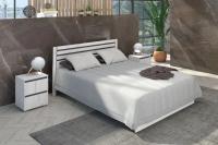 Спальня "Лиана" Кровать 1,4 Дуб Крафт Белый, Графит, ширина 156.2 см, двуспальная