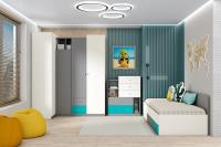 Молодежная Клео набор 3 Графит Миндаль Океан, ширина 275 см, комплект мебели, в подростковую, в детскую, в спальню