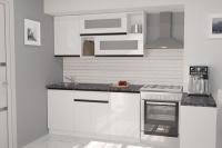 Кухонный гарнитур Лотос стандарт 1600, цвет Белый глянец, ширина 160 см, модульная, со столешницей, прямой, с выдвижным ящиком, с полками