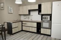 Кухонный гарнитур Равенна мега прайм 1500*2700, Цвет Дуб браун, ширина 150 см * 270 см, с навесными шкафами, с выдвижными ящиками, с полками, с тумбой под мойку