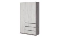 Шкаф распашной МС "Соната", ширина 120 см, Цвет Дуб Крафт Серый, Дуб Крафт Белый, трёхдверный, с полками, со штангой, с ящиками
