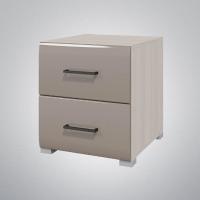 Тумба Ненси, цвет Ясень шимо светлый/Капучино глянец, ширина 40 см, с выдвижными ящиками, на ножках, для спальни