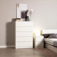 Комод ВАРМА, 5 ящиков, 80х123х40 см, эмаль белая, ширина 80 см, тумба для хранения вещей в спальню