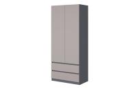 Шкаф распашной МС "Соната", ширина 90 см, Цвет Графит, Кашемир, двухдверный, с полками, со штангой, с ящиками