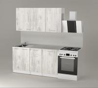 GER Кухонный гарнитур Алина нормал, Цвет Пайн белый, ширина 150 см, с навесными шкафами, с выдвижными ящиками, тумба под мойку
