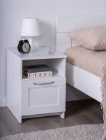 Тумба прикроватная СИРИУС, 1 ящик, 41х39х53 см, белая, ширина 41 см с полкой и ящиком, напольная для спальни