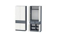 Шкаф 2-створчатый Иннэс 10 Ясень Анкор светлый и Графит, ширина 100 см, шкаф распашной, для одежды, в прихожую, в спальню