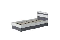 Кровать МС "Соната" цвет Графит, Белый Текстурный, 90 см , подростковая для подростка мальчика и девочки, напольная, односпальная