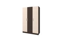 Шкаф распашной 3-х створчатый "Леси" корпус Венге, фасад Венге-Дуб молочный ширина 120 см с полками и штангой для спальни, гостиной, прихожей