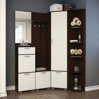 Прихожая угловая комплект "Ника" Дуб венге / Сосна лоредо Набор, с обувницей, со шкафом, с зеркалом, в коридор / ширина 270 см