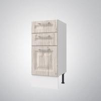 Кухонный модуль Классик Стол 40 - 3 ящика, цвет Рустик серый, ширина 40 см для кухни, напольный на ножках для хранения вещей