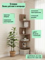 Полка угловая 6, ширина 25 см, этажерка, для книг, интерьерная, в гостиную, в спальню