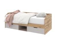 Диван - кровать МОДЕНА 900 2ящ. (основание жесткое) цвет Дуб Вотан/Кашемир Серый спальное место 90*200 см ЛДСП с ящиками для подростков и детей